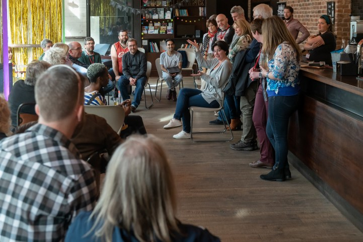 Sweeney Todd sing-along in the theatre bar. Open House 2019 at the Everyman. Photograph by Brian Roberts.