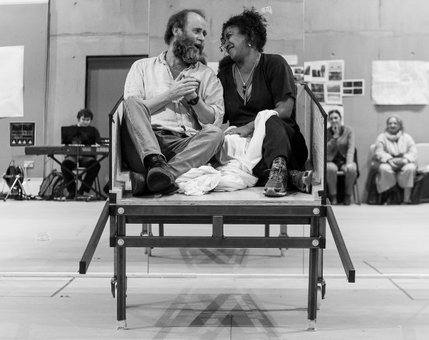 Patrick Brennan & Melanie La Barrie. Fiddler On The Roof in rehearsal. Photograph by Brian Roberts.