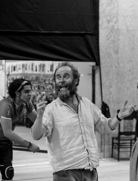 Elliott Kingsley & Patrick Brennan. Fiddler On The Roof in rehearsal. Photograph by Brian Roberts.