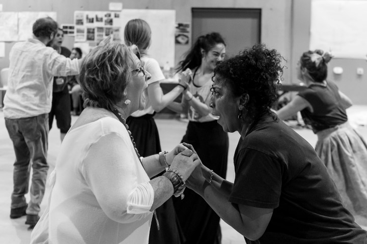 Pauline Daniels & Melanie La Barrie. Fiddler On The Roof in rehearsal. Photograph by Brian Roberts.
