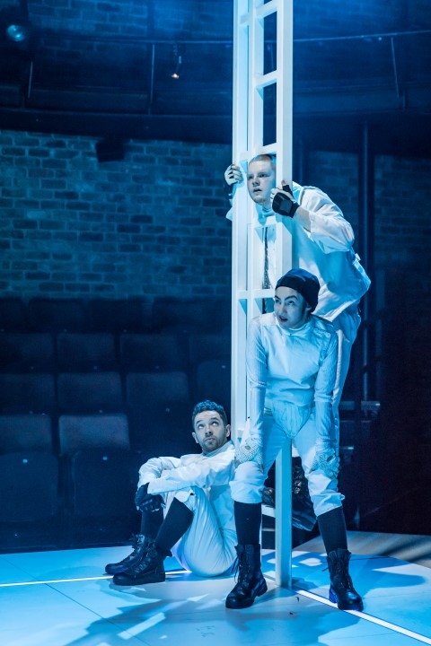A Clockwork Orange, Nathan McMullen, Phil Rayner and Zelina Rebeiro. Photograph by Marc Brenner 