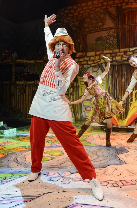 Adam Keast as Toni Cornetto in The Everyman Rock 'n' Roll panto The Snow Queen. Photograph by Robert Day.