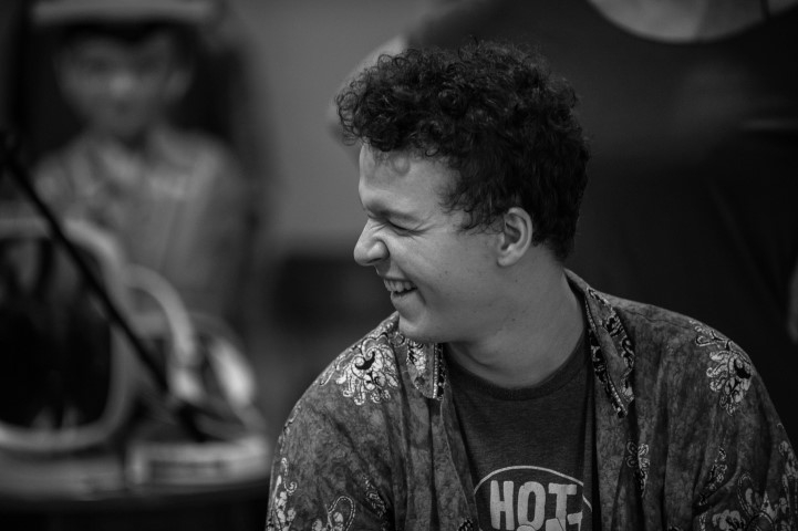 Max Runham. Reasons to be Cheerful in rehearsal. Photograph by Oliver Cross.