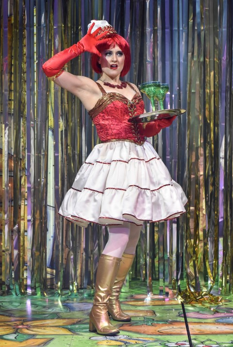 Barbara Hockaday as Whippet in The Everyman Rock 'n' Roll panto The Snow Queen. Photograph by Robert Day.