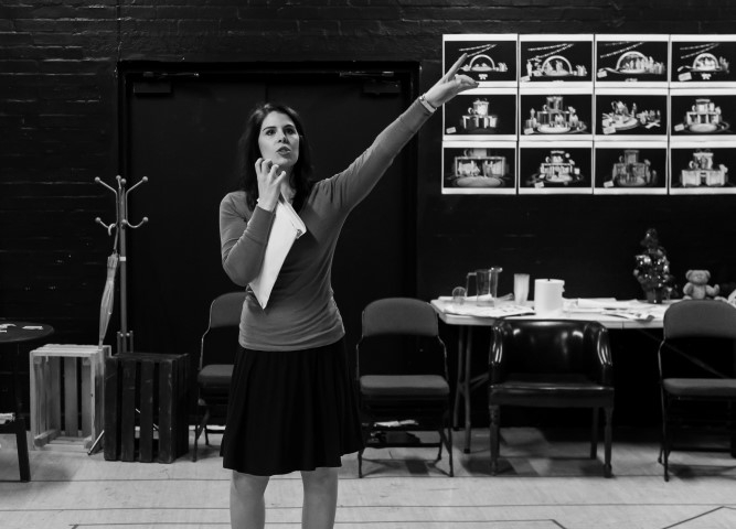 Caitlin Berry in rehearsals for Miracle on 34th Street. Photo by Brian Roberts