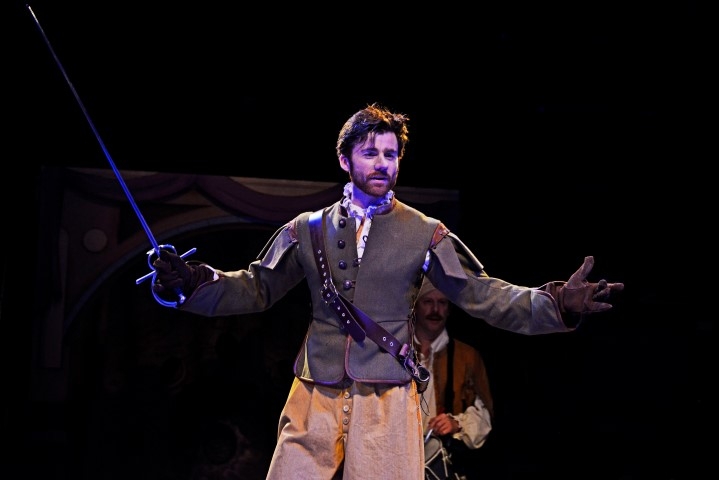 Christian Edwards as Cyrano in Cyrano. Photograph by Nobby Clark.