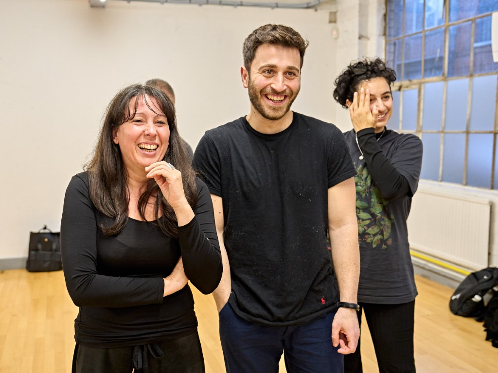 Daphne Kouma & Aram Mardourian in rehearsal for TBOA © Nottingham Playhouse