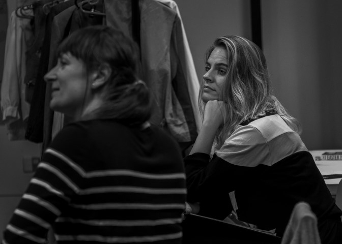 Director Gemma Kerr and Elinor Lawless in To Have to Shoot Irishmen rehearsals. Photograph by @themattdaniels