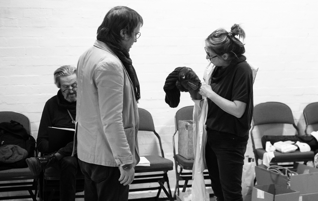 Director Nick Bagnall & Keddy Sutton. A Clockwork Orange in rehearsal. Photograph by Brian Roberts.
