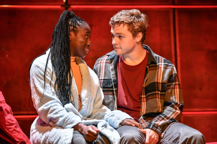 Noughts & Crosses: Effie Ansah as Sephy and James Arden as Callum photo by Robert Day
