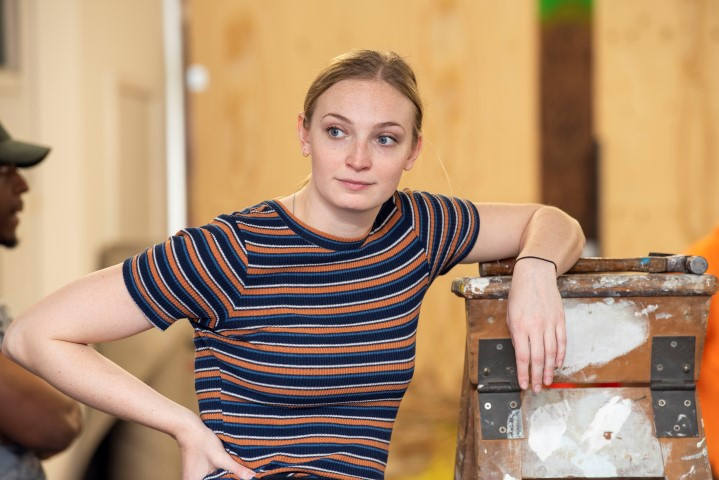 Grace Davey in rehearsals for Holes by Tracey Whitefoot