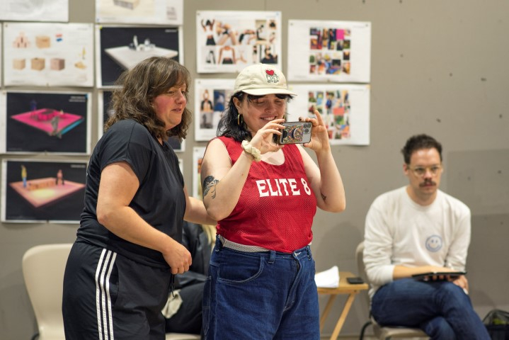 Movement Director Grace Goulding with Holly Minto from Crawlers in rehearsals for A Billion Times I Love You © Mhairi Bell-Moodie