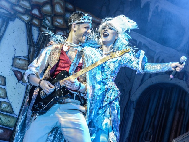 Jamie Noar & Lucy Thatcher in The Everyman Rock 'n' Roll panto The Snow Queen. Photograph by Robert Day.