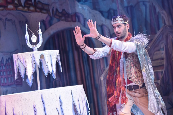 Jamie Noar as Malakai in The Everyman Rock 'n' Roll panto The Snow Queen. Photograph by Robert Day.