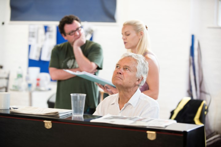 John Wark, Alexandra Guelff & David Yelland in rehearsals for The Habit of Art. Photograph by James Findlay.