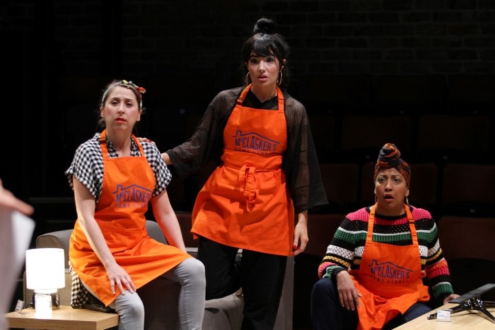 Keddy Sutton, Zelina Rebeiro & Melanie La Barrie in The Sum, photograph by Stephen Vaughan