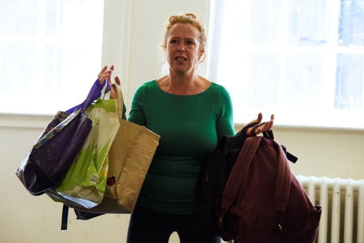 Lisa Howard in They Don't Pay? We Won't Pay! rehearsals. Photograph by Nobby Clark.