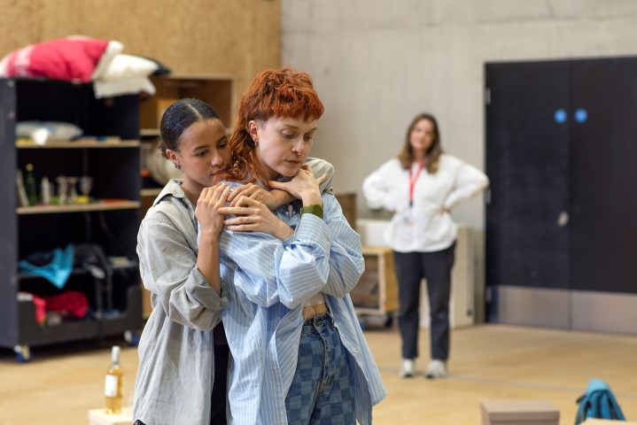 Mary Higgins &  Melissa Lowe with Director Jessica Meade in rehearsals for A Billion Times I Love You © Mhairi Bell-Moodie