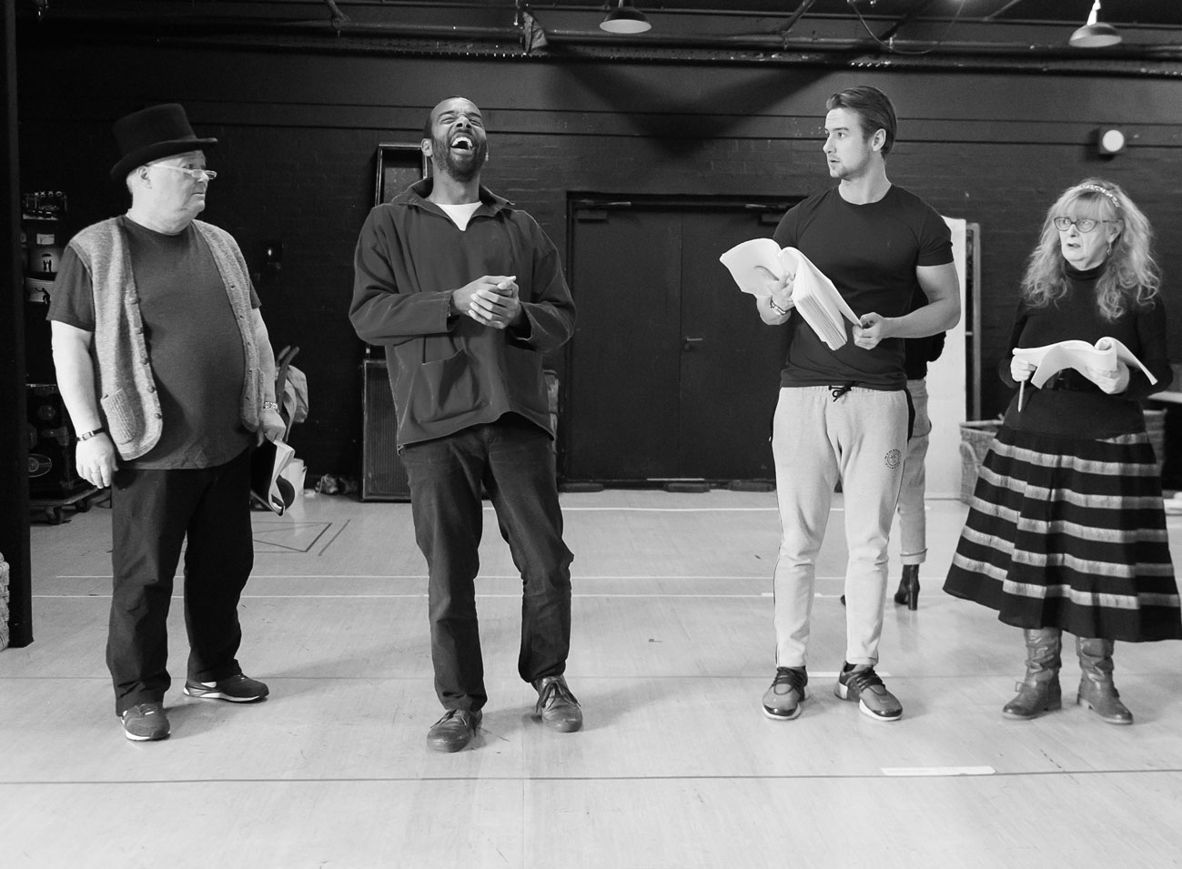 Michael Starke, Kevin Harvey, Jack Rigby & Eithne Browne. The Star in rehearsal. Photograph by Brian Roberts.