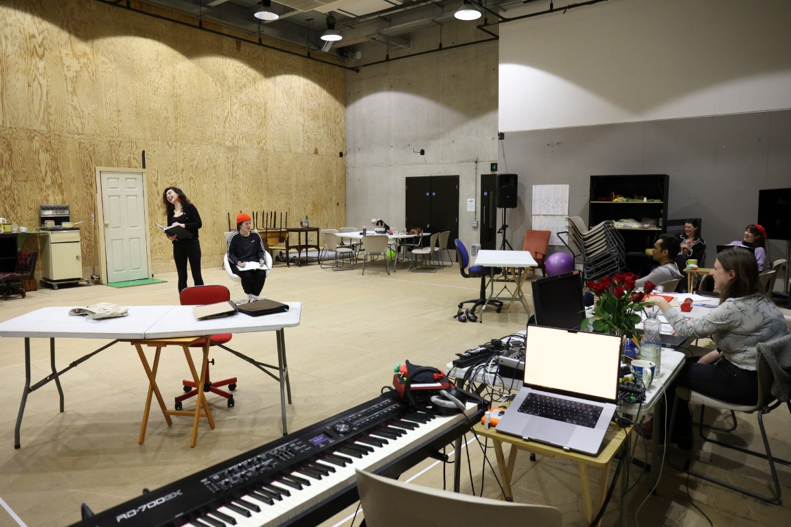 Ailsa Joy, Sky Frances and some of the creative team in rehearsal