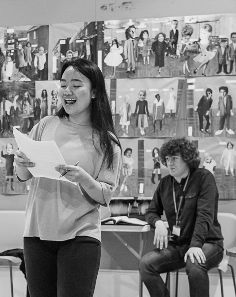 Nadia Anim with Jack Cooper in rehearsals for The Big I Am. Photograph by Brian Roberts.