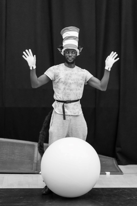 Nana Amoo-Gottfried (Cat). The Cat in the Hat production photographs by Manuel Harlan.