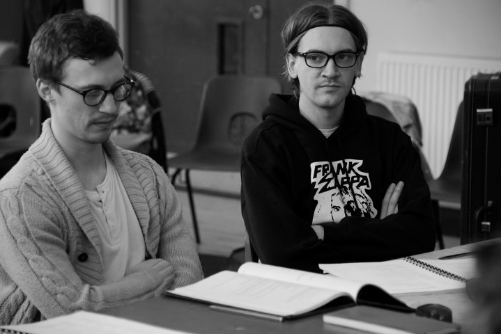 Parry Moore & Adam Barlow. Cyrano in rehearsal. Photograph by Nobby Clark.