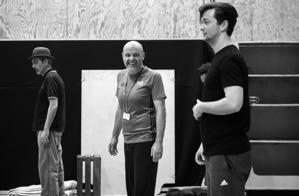 Paul Duckworth, Liam Tobin & George Caple. Paint Your Wagon in rehearsal. Photograph by Brian Roberts.