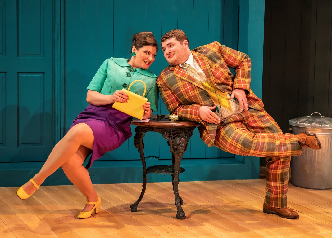 Polly Lister as Dolly & Jordan Pearson as Francis Henshall in One Man, Two Guvnors. Photo by Pamela Raith 