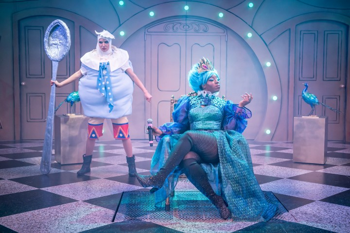 Rebecca Levy (Humpty Dumpty) & Aminita Francis (The Queen) in Cinderella © Marc Brenner