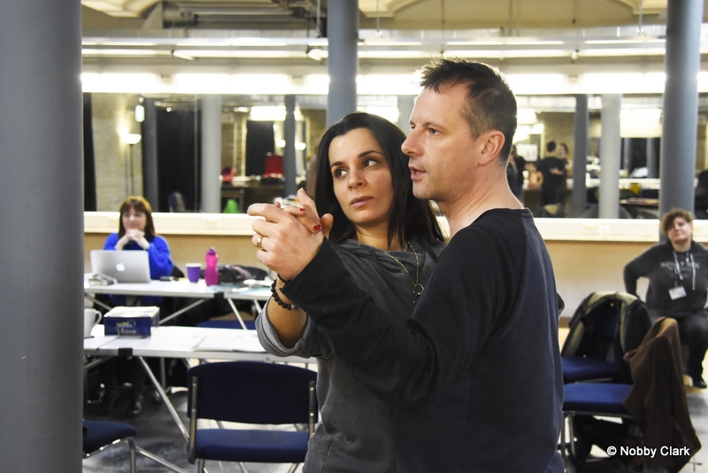 Suzanne Ahmet & Paul Barnhill. Hard Times in rehearsal. Photograph by Nobby Clark.