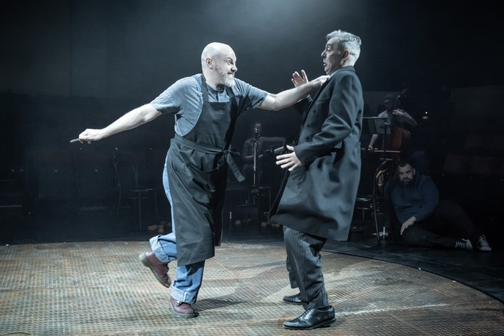 Liam Tobin and Paul Duckworth in Sweeney Todd. Photograph by Marc Brenner.