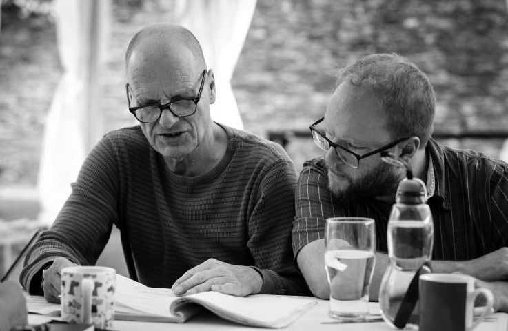 Director Mike Shepherd & Writer Carl Grose. The Tin Drum in rehearsal. Photograph by Steve Tanner.