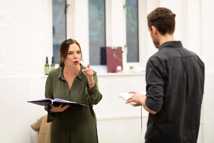  Samantha Womack (Rachel Watson) and Adam Jackson Smith (Tom Watson) in rehearsal for The Girl On The Train. Photograph by Helen Maybanks