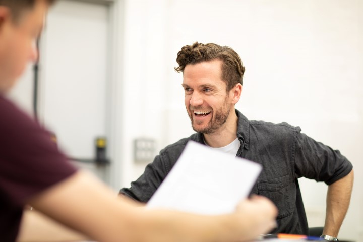 Adam Jackson Smith (Tom Watson) in rehearsal for The Girl On The Train. Photograph by Helen Maybanks