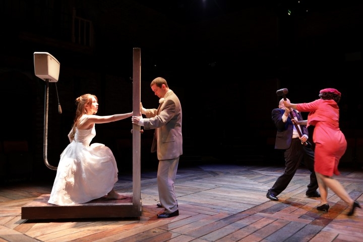 George Caple, Emily Hughes, Liam Tobin and Golda Rosheuvel in The Big I Am. Photograph by Gary Calton.