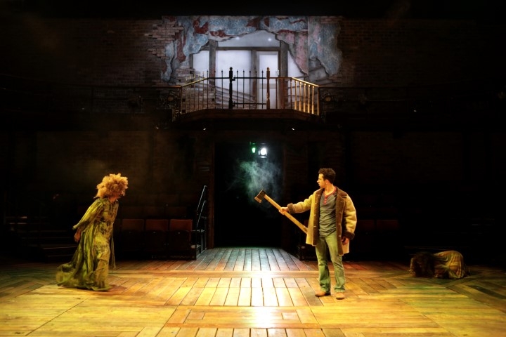 Golda Rosheuvel as Green Woman and Nathan McMullen as Peer Gynt in The Big I Am. Photograph by Gary Calton.
