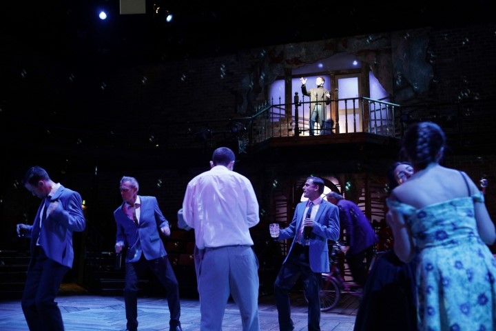 The Everyman Company as wedding guests in The Big I Am. Photograph by Gary Calton.