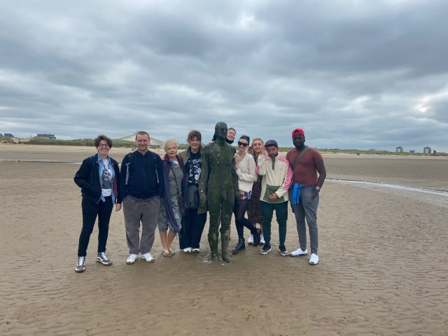 The cast and company of Our Lady of Blundellsands visit the Beach