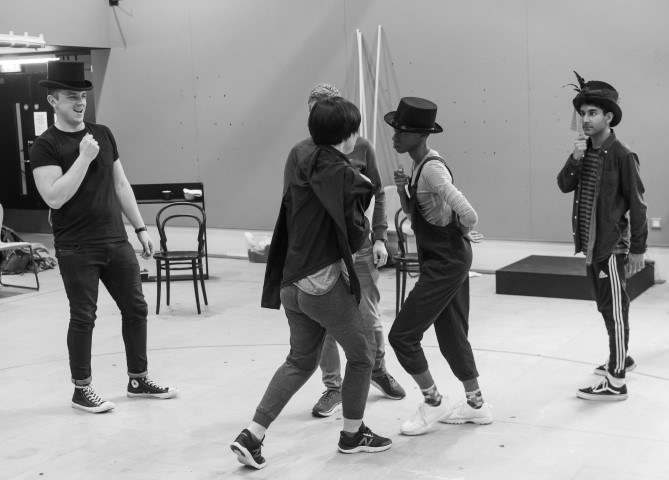 The Sweeney Todd cast in rehearsals. Photograph by Brian Roberts.