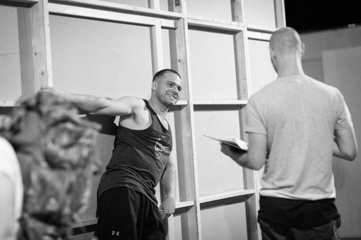 Joe Layton and Director Neil Bettles. The Unreturning in rehearsal. Photograph by Helen Maybanks.