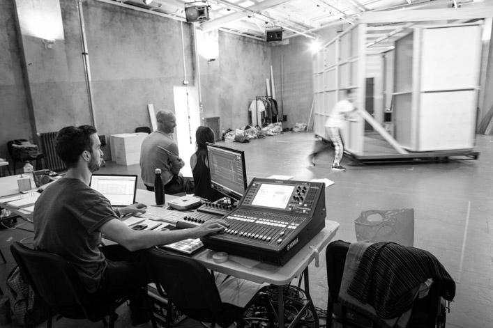 Sound Designer Pete Malkin. The Unreturning in rehearsal. Photograph by Helen Maybanks.