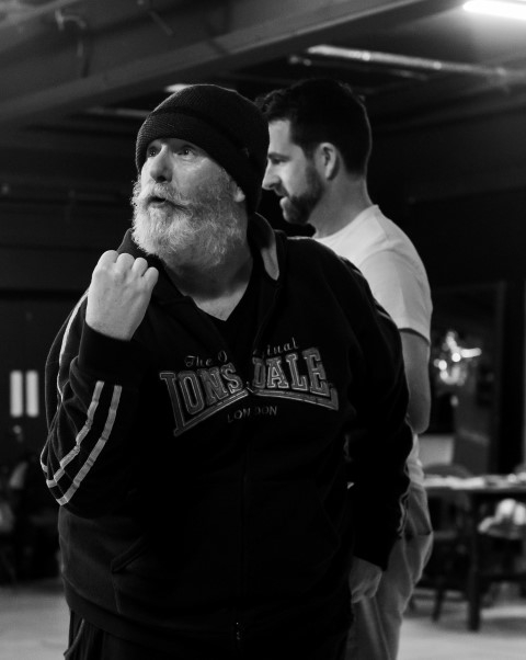 Tim Parker in rehearsals for Miracle on 34th Street. Photo by Brian Roberts