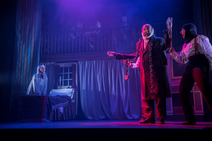 Toby Park, Aitor Basauri & Petra Massey in Spymonkey's A Christmas Carol. Photograph by Johan Persson.