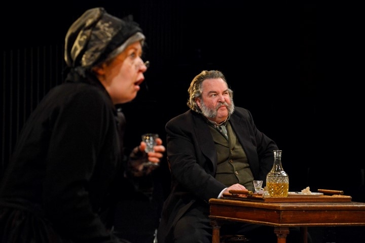 Victoria Brazier as Mrs Sparsit and Howard Chadwick as Josiah Bounderby in Hard Times. Photograph by Nobby Clark.