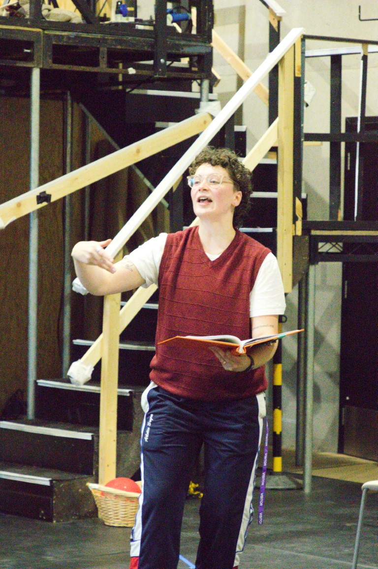 Zoe West in rehearsals for the Rock 'n' Roll Panto Cinderella 