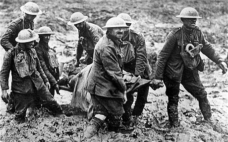 British stretcher bearers in Passchendaele in 1917 
