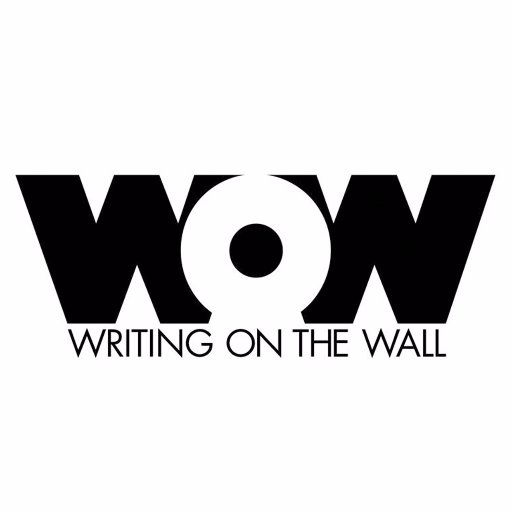 Black and White image with the words 'WOW - writing on the wall'