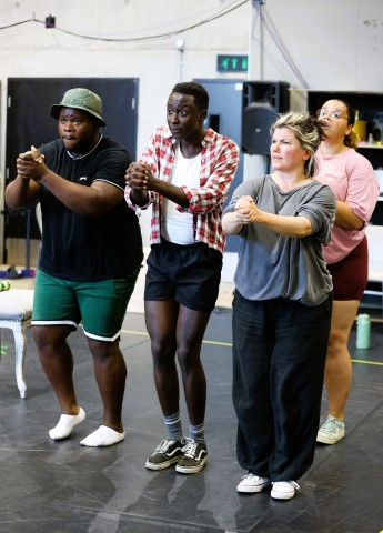 Tomi Ogbaro, Jerome Lincoln & Zweyla Mitchell dos Santos  with Movement Director Lucy Cullingford 