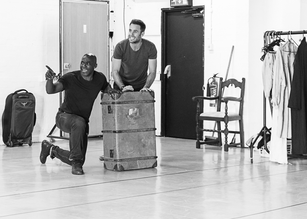 Patrick Robinson & Jay Taylor. Baskerville in rehearsal. Photograph by Brian Roberts.